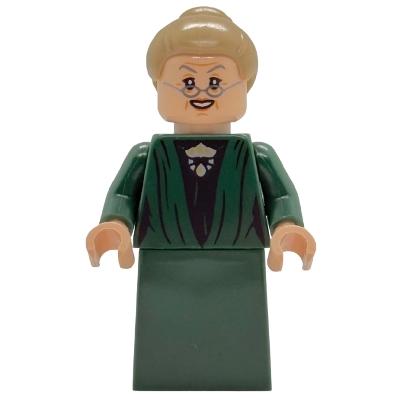 Professor Minerva McGonagall - Dark Green Robe Plain Skirt Dark Tan Hair - Minifigure - New