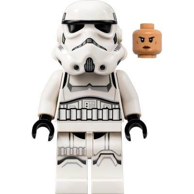 Imperial Stormtrooper - Female Dual Molded Helmet with Light Bluish Gray Panels on Back Shoulder Belts Nougat Head - Minifigure - New