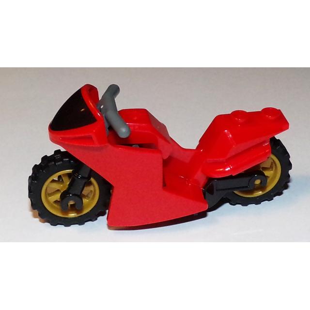 Motorcycle Sport Bike with Black Windshield Pattern Black Frame Pearl Gold Wheels and Dark Bluish Gray Handlebars - Part - 18895c01pb01 - Red - used - Qty:1