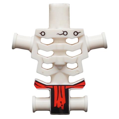 Torso Skeleton Angular Rib Cage with Rivets Cracks and Red Loincloth Pattern - Part - 93060pb04 - White - used - Qty:2