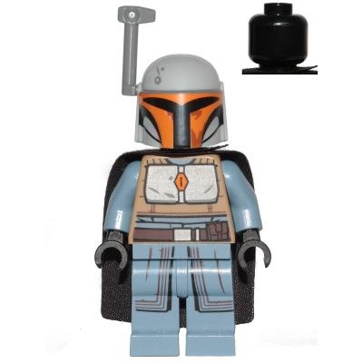 Mandalorian Tribe Warrior - Female Black Cape Light Bluish Gray Helmet with Antenna / Rangefinder - Minifigure - New