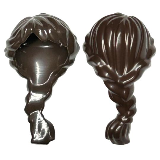 Minifigure Hair Female Ponytail Long French Braided - Part - 88286 - Dark Brown - used - Qty:1