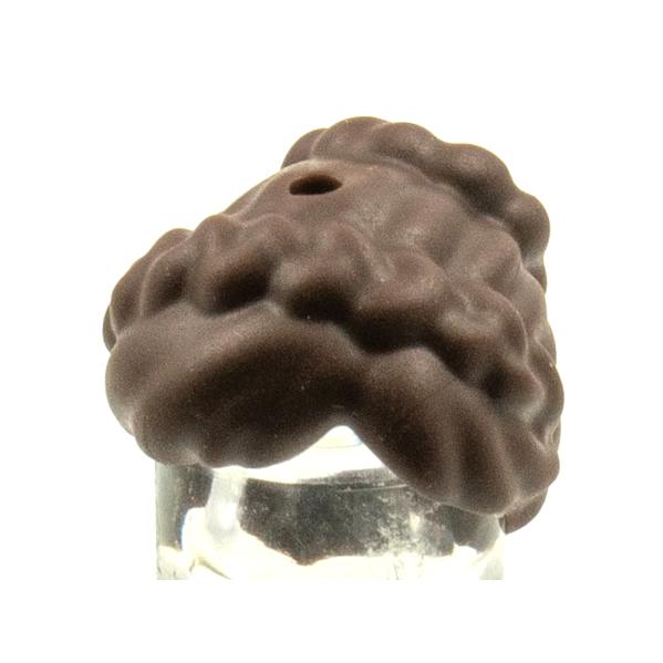 Mini Doll Hair Female Braids Pulled Back to Bun Holes on Top and Back - Flexible Rubber - Part - 24080 - Dark Brown - used - Qty:1