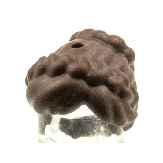 Mini Doll Hair Female Braids Pulled Back to Bun Holes on Top and Back - Flexible Rubber - Part - 24080 - Dark Brown - used - Qty:1