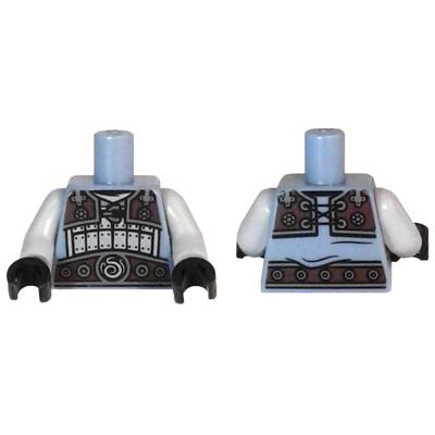Torso Ninjago Light Bluish Gray and Dark Brown Armor Plates and Belt Elemental Smoke Emblem Pattern / Light Bluish Gray Arms / Black Hands - Part - 973pb2662c01 - Sand Blue - used - Qty:1