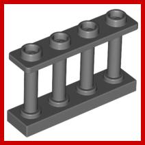 Fence 1 x 4 x 2 Spindled with 4 Studs - Part - 15332 - Reddish Brown - used - Qty:4