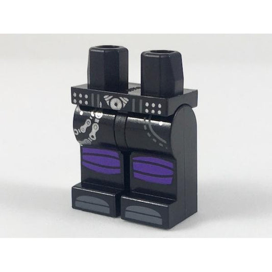 Hips and Legs with Silver Buckle and Chain Dark Purple Knee Wrappings Dark Bluish Gray Toes Pattern - Part - 970c00pb0819 - Black - used - Qty:1
