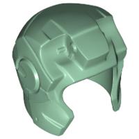 Minifigure Headgear Helmet Space with Open Face and Top Hinge with Angular Cheeks(Iron Man) - Part - 10907 - Sand Green - used - Qty:1