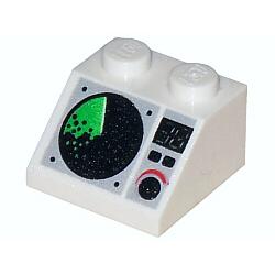 Slope 45 2 x 2 with Black and Green Radar Screen Digital '38' Buttons and Dial Pattern - Part - 3039px5 - White - used - Qty:10