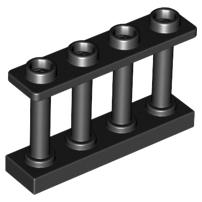 Fence 1 x 4 x 2 Spindled with 4 Studs - Part - 15332 - Black - used - Qty:3