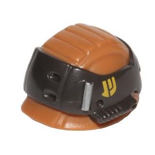 Minifigure Headgear Helmet SW Rebel Trooper with Pearl Dark Gray Band and Yellow Insignia Pattern - Part - 27137pb01 - Medium Nougat - used - Qty:1