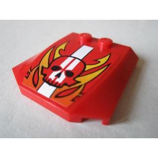 Wedge 4 x 4 x 2/3 Triple Curved with Skull Flames and Stripe Pattern (Sticker) - Set 8897 - Part - 45677pb060 - Pick a color - used - Qty:1