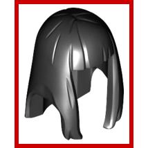 Minifigure Hair Female Long Straight with Bangs - Flexible Rubber - Part - 17346 - Black - used - Qty:1