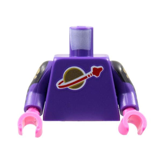 Torso with Classic Space Logo High on Torso Pattern Inside with Ribs (second reissue) / Dark Purple Arms with Black and Gold Armor Pattern / Dark Pink Hands - Part - 973p90new2c12 - Dark Purple - used - Qty:1
