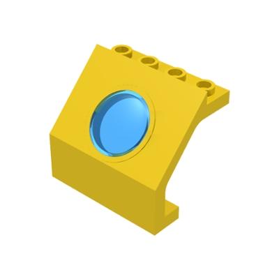 Panel 4 x 3 x 3 with Trans-Light Blue Porthole - Part - 30080c01 - Yellow - used - Qty:1