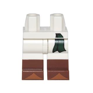 Hips and Legs with Dark Green Belt Tie and Reddish Brown Boots with Dark Orange Tips Pattern - Part - 970c00pb0534 - White - used - Qty:1