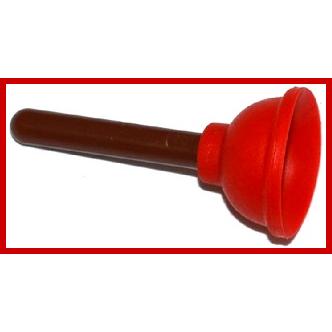 Minifigure Utensil Plunger with Molded Flexible Rubber Red Cup Pattern - Part - 11251pb01 - Reddish Brown - used - Qty:1