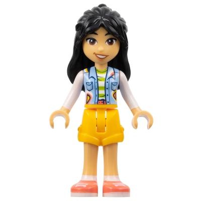 Friends Liann - Bright Light Blue Vest with Pockets Bright Light Orange Shorts Coral Shoes - Minifigure - New