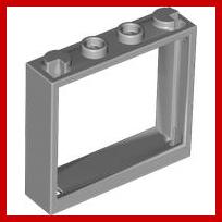 Window 1 x 4 x 3 - No Shutter Tabs - Part - 60594 - Light Bluish Gray - used - Qty:5