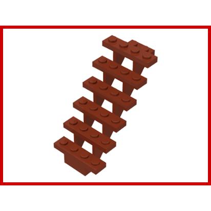 Stairs 7 x 4 x 6 Straight Open - Part - 30134 - Reddish Brown - used - Qty:1
