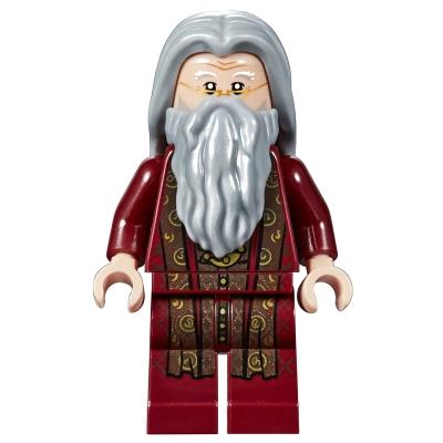 Albus Dumbledore - Dark Red Robe Light Bluish Gray Hair - Minifigure - Used