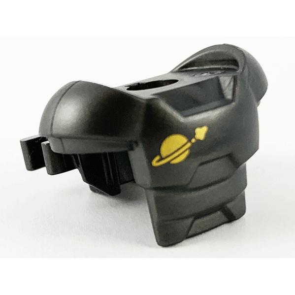 Minifigure Armor Space with Shoulder Protection and 2 Clips with Gold Classic Space Logo Pattern - Part - 18827pb04 - Pearl Dark Gray - used - Qty:1