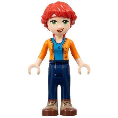 Friends Mia (Adult) - Dark Azure Shirt Orange Sweater Dark Blue Pants Dark Tan and Reddish Brown Boots - Minifigure - New