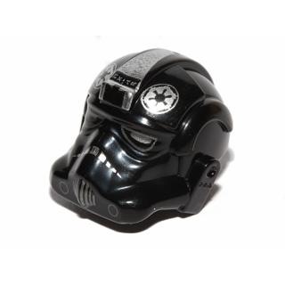 Minifigure Headgear Helmet SW Stormtrooper Type 2 TIE Bomber Pilot with Silver Imperial Logo Pattern - Part - 87556pb03 - Black - used - Qty:1