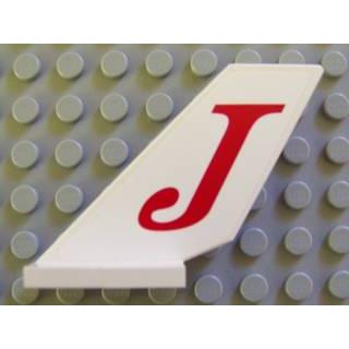 Tail Shuttle with Red 'J' Pattern on Both Sides (Stickers) - Sets 6863 / 7782 - Part - 6239pb013 - White - used - Qty:1