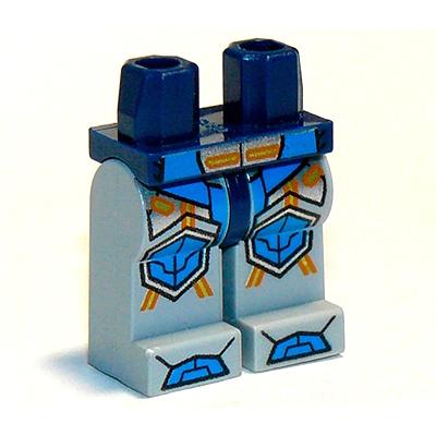 Hips and Light Bluish Gray Legs with Blue Armor and Orange and Yellow Circuitry Blue Hexagonal Knee Pads and Blue Boots Pattern - Part - 970c86pb24 - Dark Blue - used - Qty:1