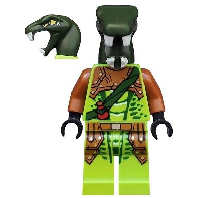 Zoltar - Serpentine Snake Warrior Lime with Scales Dark Orange Armor Coverings Dark Green Strap with Red Vial - Minifigure - New