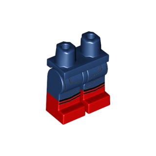 Hips and Legs with Molded Red Lower Legs / Boots and Printed Black Angled Lines Pattern - Part - 970c00pb0587 - Dark Blue - used - Qty:1