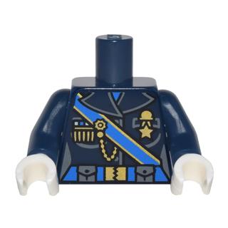 Torso Female Outline Military Uniform with Blue Sash and Belt and Gold Chain and Medals Pattern / Dark Blue Arms / White Hands - Part - 973pb2793c01 - Dark Blue - used - Qty:1