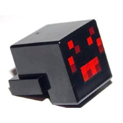 Creature Head Pixelated with Red and Dark Red Face Pattern (Minecraft Spider) - Part - 19727pb001 - Black - used - Qty:2