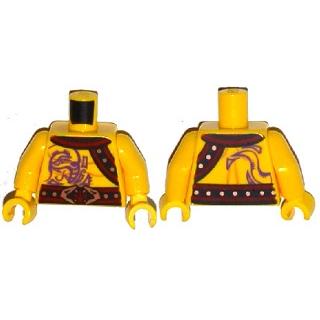 Torso Ninjago Bare Chest Muscles Purple Snake Tattoos Snake Buckle Shoulder Strap Pattern / Yellow Arms / Yellow Hands - Part - 973pb1916c01 - Yellow - used - Qty:1